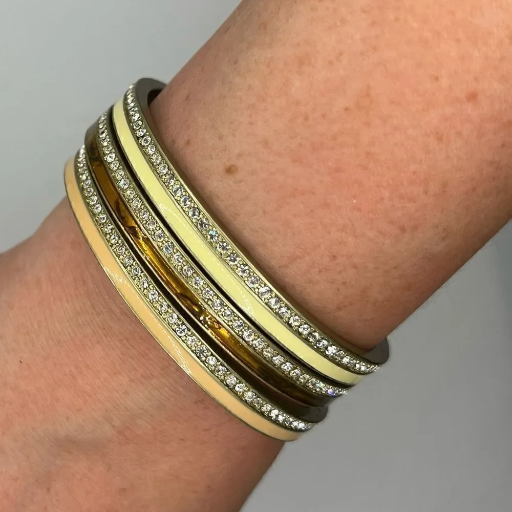 *3/$20* Set of 3 Lia Sophia gold tone enamel and rhinestone bangle bracelets